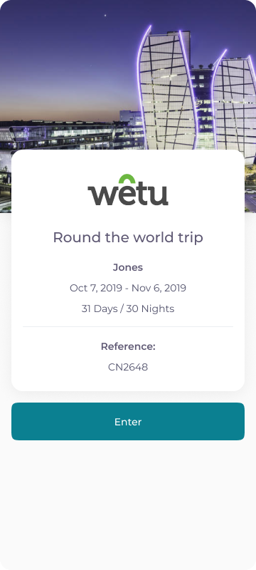 TravelKey high fidelity design: trip introduction
