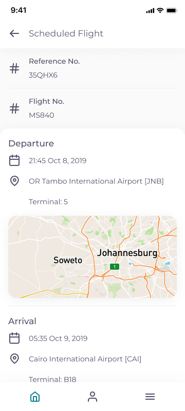 TravelKey high fidelity design: flight details