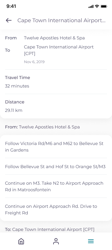 TravelKey high fidelity design: route details