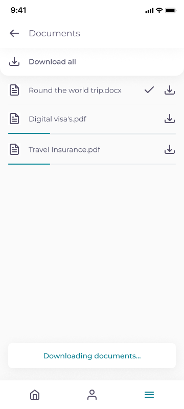 TravelKey high fidelity design: travel documents