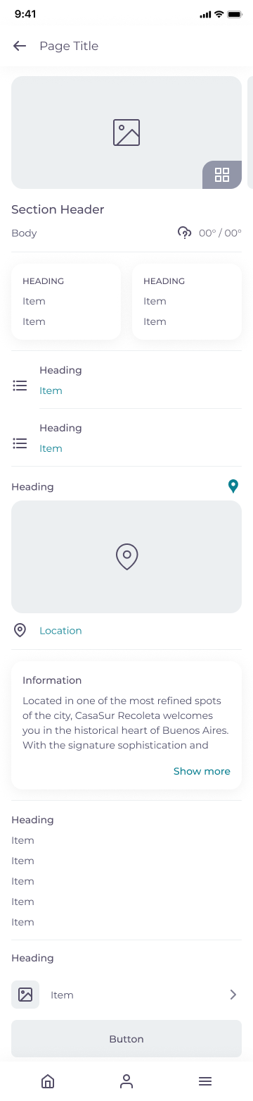 TravelKey wireframe: content-rich details